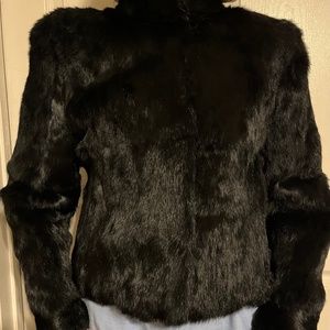 Vintage Berman's black rabbit fur jacket, medium 8-10